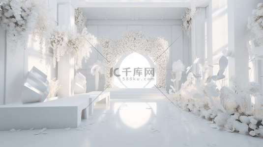 白色花环婚礼舞台装饰