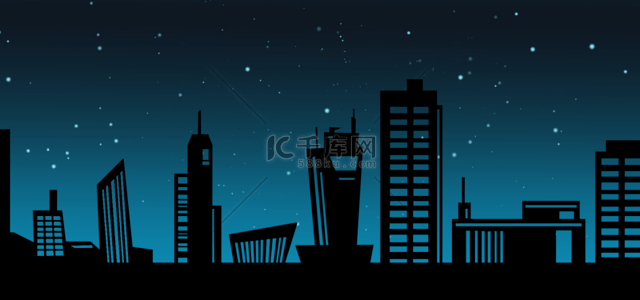 夜晚卡通剪影城市背景