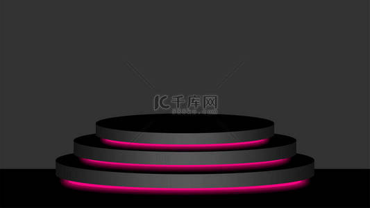 圆形底座3D黑色和粉色霓虹灯发光，化妆品展示现代和引导灯，讲台舞台展示位置装饰粉色荧光灯，底座盒产品位置
