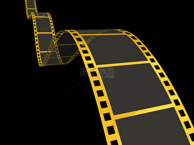 电影胶片背景图片_在黑色的黄金电影地带。