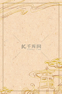 线描长颈鹿背景图片_中国风线描怀旧色中式复古背景