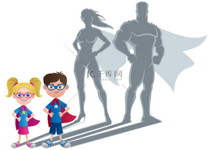 儿童超人背景背景图片_孩子们的超级英雄概念