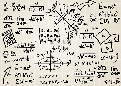 白纸上的加粗字体教育数学公式背景