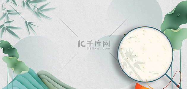 中国二十四节气背景图片_大暑扇子中国风海报背景