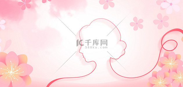 妇女节女神背景图片_三八妇女节女神 粉色花朵简约背景