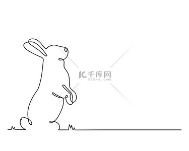 中国轮廓背景图片_兔子一条线艺术,手绘兔子连续轮廓.野兔，中国占星术2023年的标志。简单简约的设计。可编辑的中风。被隔离了.