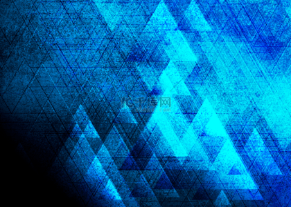 垃圾纹理蓝色发光线条几何抽象背景