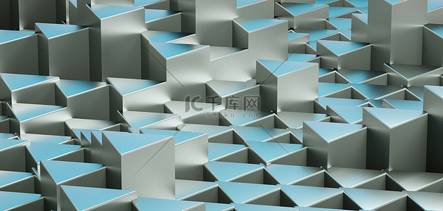 蓝灰背景图片_几何三角形蓝灰立体空间质感纹理