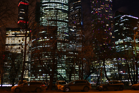 莫斯科背景图片_城市莫斯科夜街 