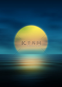 黑色背景图片_海洋日落蓝色海面创意