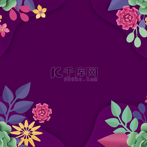 彩色花朵紫色背景