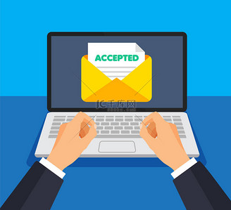 商人在电子邮件上发送或接收积极的反馈或回复。屏幕上的信封和文档.接收或发送新邮件。矢量说明