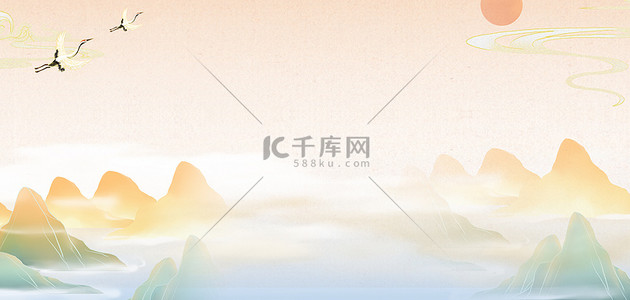 山背景图片_山水中国风海报背景