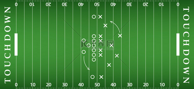 足球培训背景图片_美式足球场背景人造草皮。足球场从上面的视图。eps10 格式矢量插画