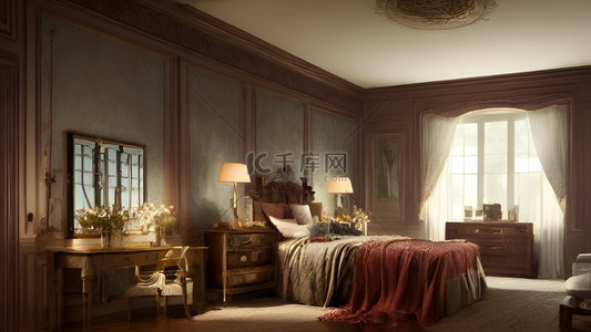 欧式房间背景图片_欧式房间卧室宫廷风优雅室内设计