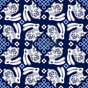 Seamless pattern with chinese new year 2023 and mid autumn festival 
