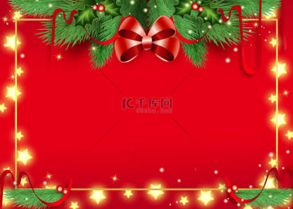 雪背景图片_圣诞节灯串星星灯红色背景
