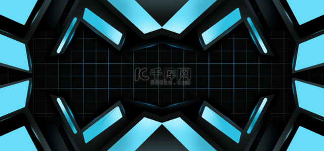 蓝色科技创意海报背景图片_几何图案蓝色光泽立体背景