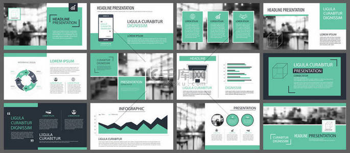 商务背景背景图片_幻灯片图表元素背景的绿色演示模板。用于商业年度报告, 传单设计, 企业营销, 传单, 广告, 小册子, 现代风格.