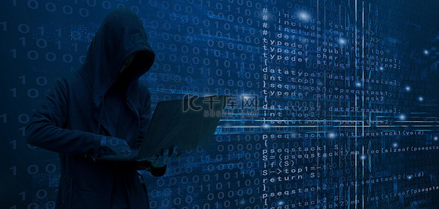 蓝色电脑黑客背景图片
