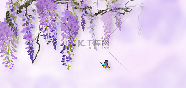 小清新紫藤花花朵高清背景