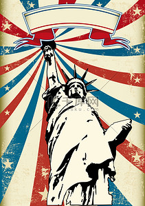 运动会海报背景图片_与自由女神像的 grunge 海报