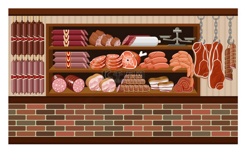 商品分类背景图片_肉类市场.