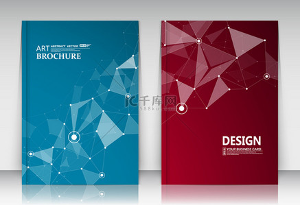 品牌logo背景图片_Abstract composition, business card set, correspondence collection, a4 brochure title sheet, blue, red surface, creative text frame, figure logo icon, molecular backdrop, scientific materials, EPS10 illustration, flier fashion, typography production