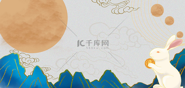 中秋节月亮中式海报背景