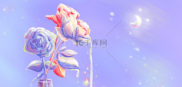 花背景图片_花卉花朵糖果色简约海报