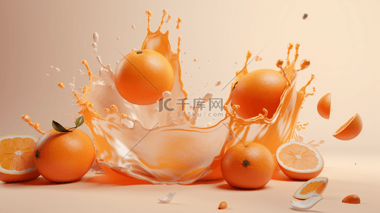 新鲜绿色水果背景图片_橙色创意橙子水果