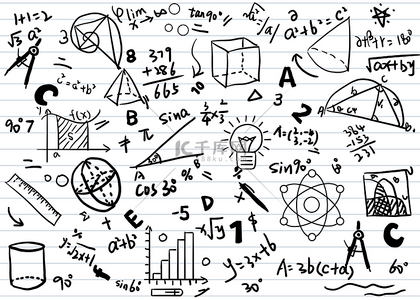 数学几何图形背景图片_黑色几何图形教育数学公式背景