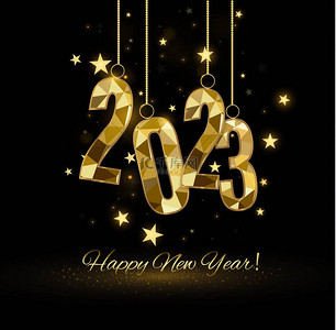 2023 Happy New Year background design. Postcard, banner, poster. Vector Illustration.Wishing you Happy New Year 2021 lines, handwritten lettering, typography, design, sparkling, gold, star.