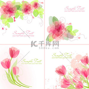 浪漫背景图片_4 浪漫的花背景的粉红和白色的集