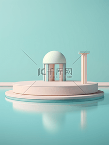 海边背景图片_夏季商品电商展台3D