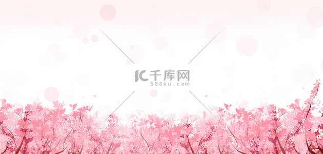 粉色樱花树背景图片_女生节花瓣樱花粉色手绘渐变浪漫背景