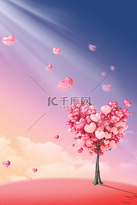 粉色唯美情人节背景图片_情人节海报唯美爱心