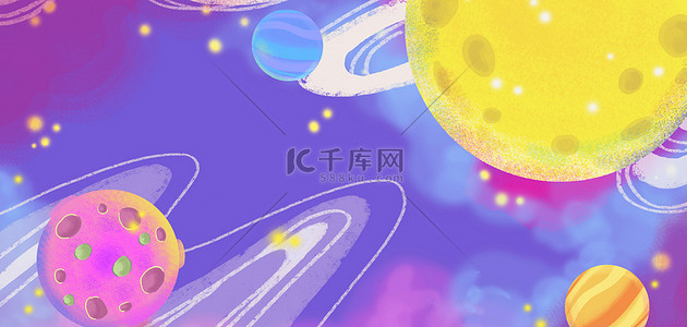 宇宙星球背景图片_宇宙星球紫色简约创意 背景