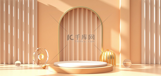 双十一banner背景背景图片_简约春季展示台c4d