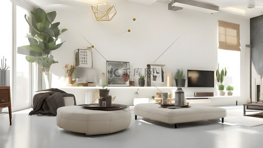 素色背景图片_现代客厅素色立体空间室内设计