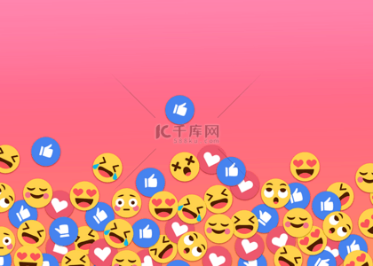 emoji表情点赞红色社媒背景
