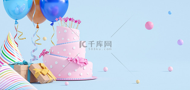 生日蛋糕蓝色c4d