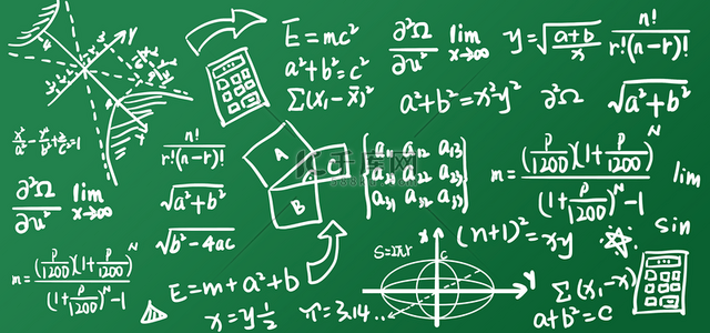 原理背景图片_绿色黑板上的数字几何教育数学公式背景