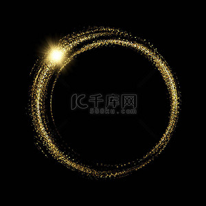 矢量 eps 10 闪闪发光的金色闪光纹理圆形框架。闪亮横幅装饰元素