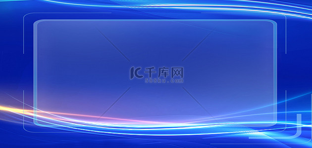 蓝色边框科技边框背景图片_科技边框蓝色商务