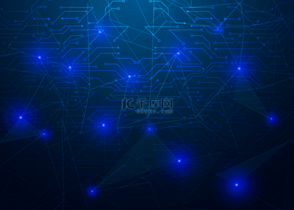 科技光效线条数字通信蓝光蓝点抽象蓝色背景