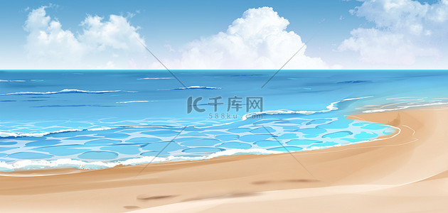 海背景图片_夏天海边蓝色卡通