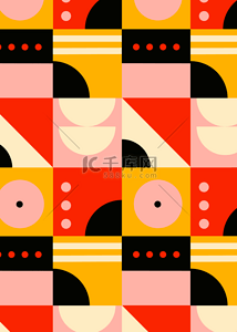 复古几何包豪斯抽象红色黑色背景