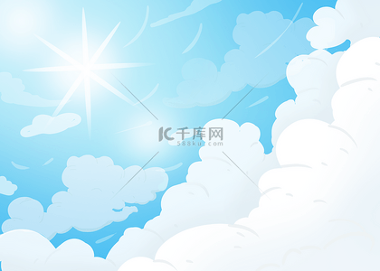 蓝色动漫背景图片_天空日本动漫风格阳光下蓝色的背景