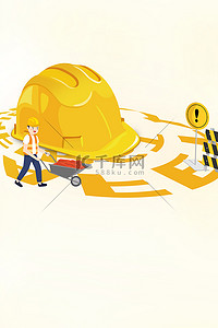 黄色安全帽背景图片_安全海报生产安全帽
